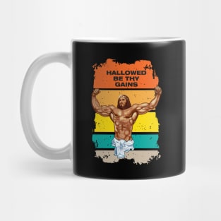 Hallowed be thy gains - Swole Jesus - Jesus is your homie so remember to pray to become swole af! Sunset style Mug